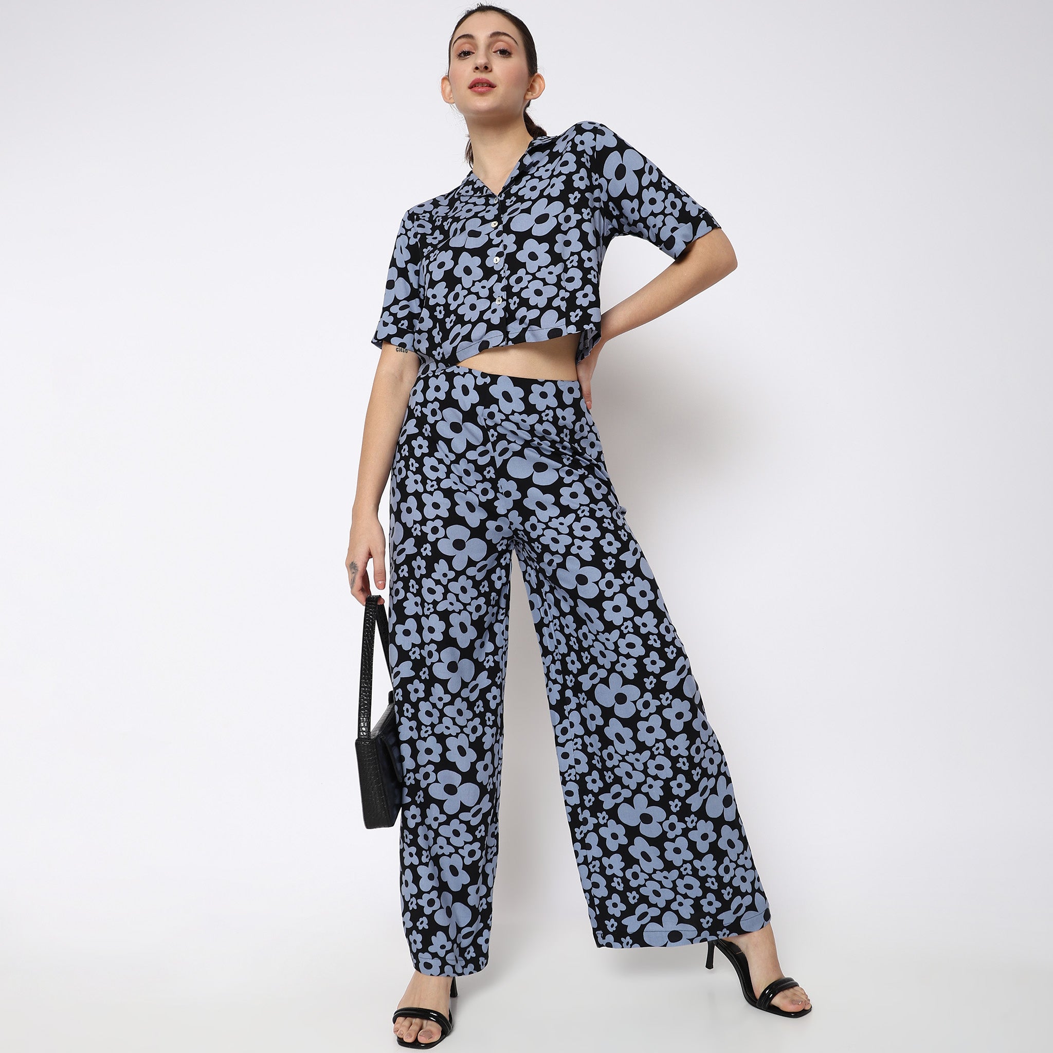 Flare Fit Floral Mid Rise Palazzos