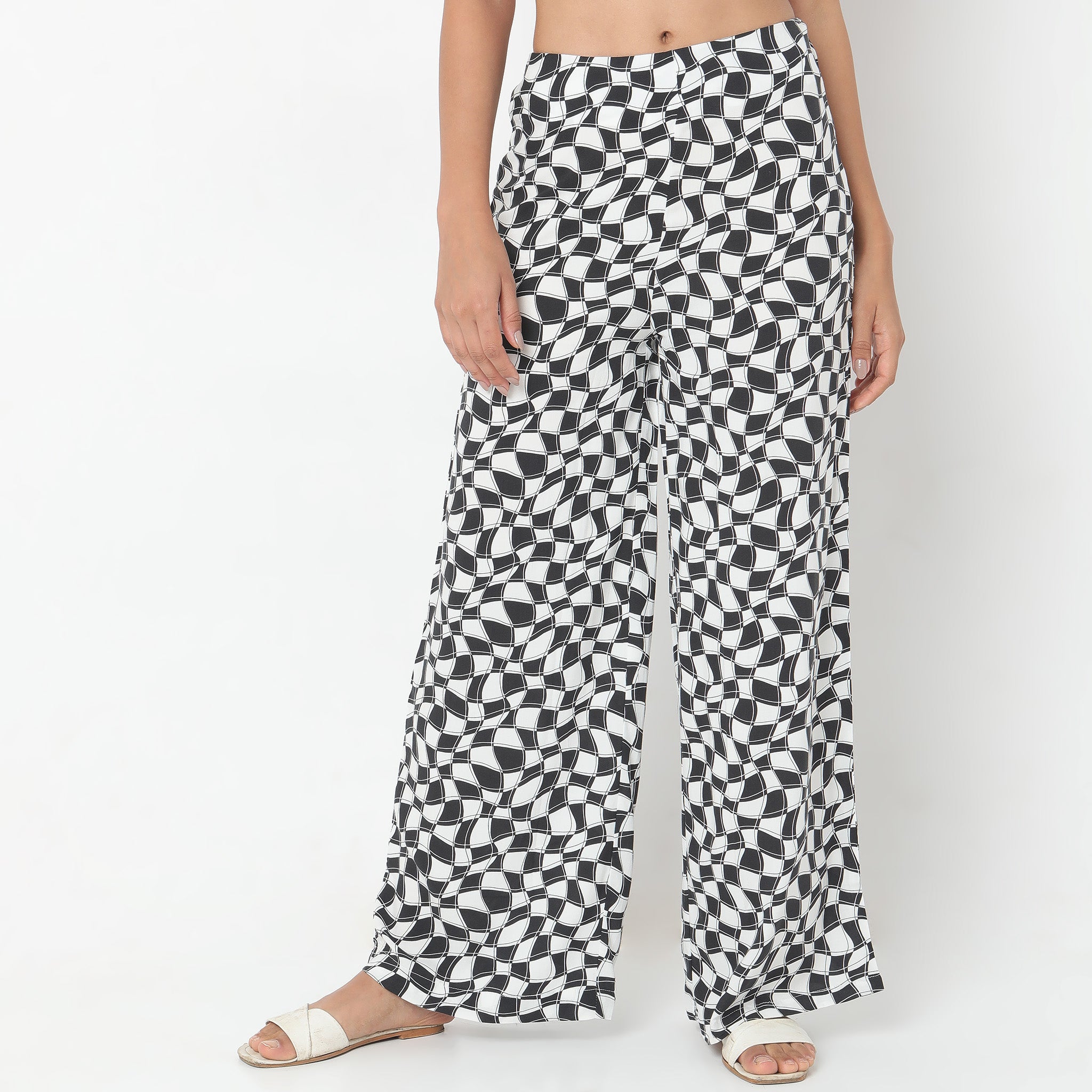 Flare Fit Printed Mid Rise Palazzos