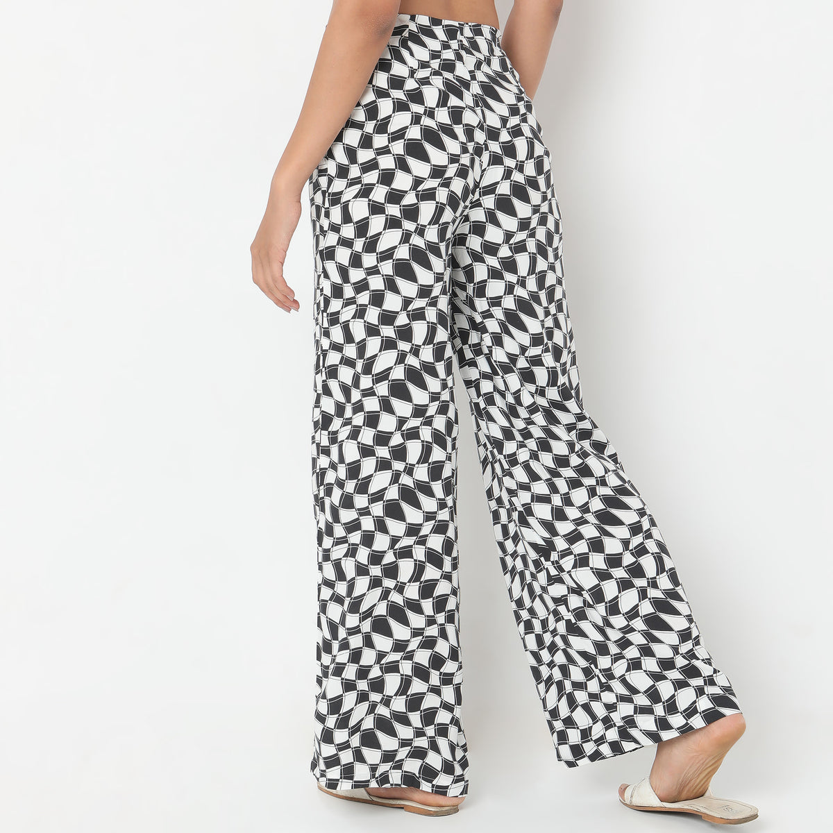 Flare Fit Printed Mid Rise Palazzos