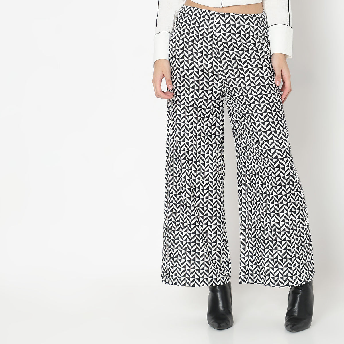 Flare Fit Printed Mid Rise Palazzos