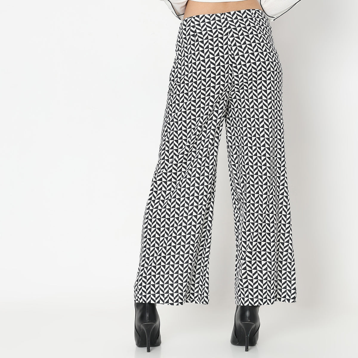 Flare Fit Printed Mid Rise Palazzos