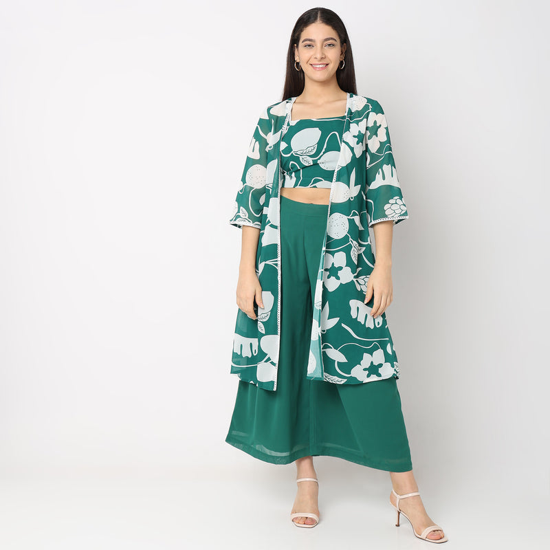 Flare Fit Printed Ethnic Set