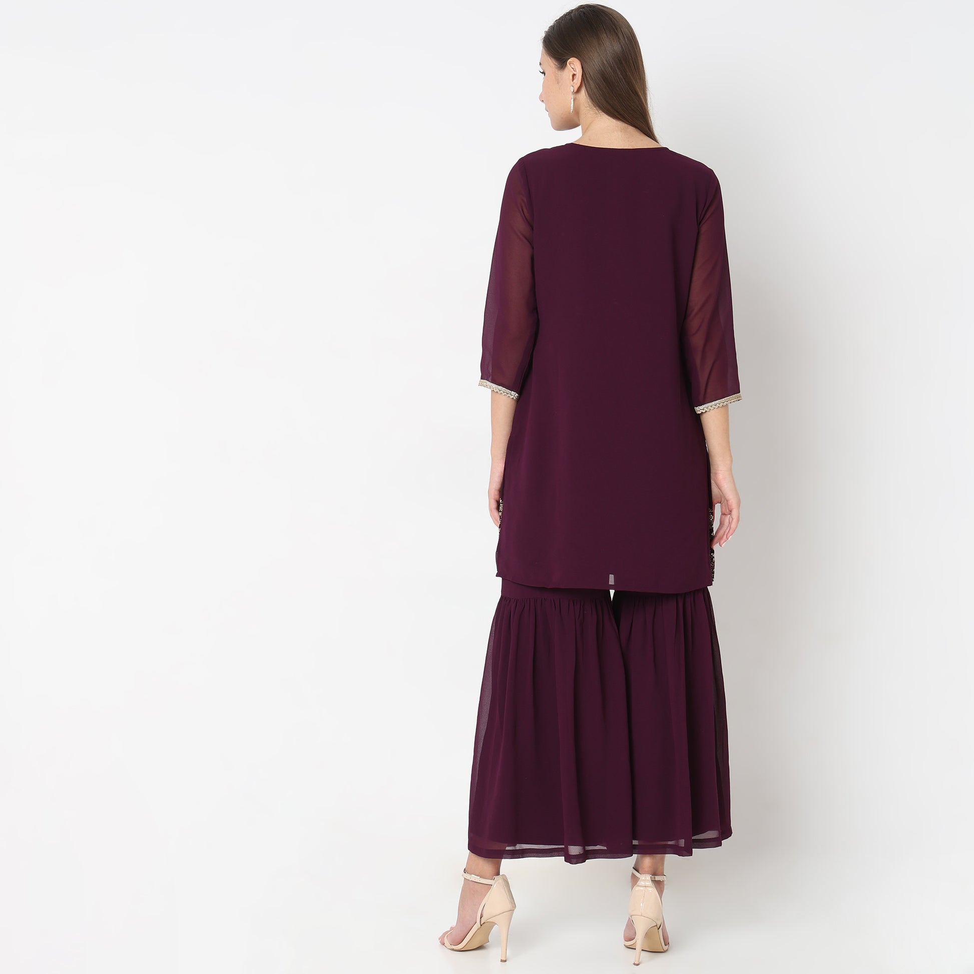 Straight Fit Embroidered Sharara Sets