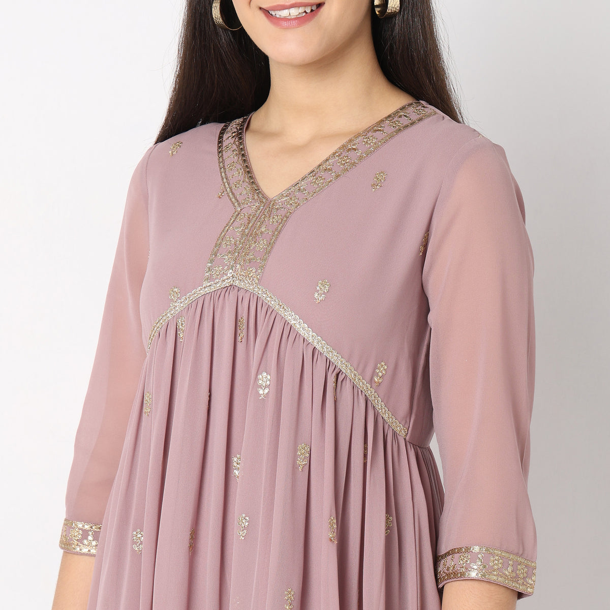 Flare Fit Embellished Kurta Set