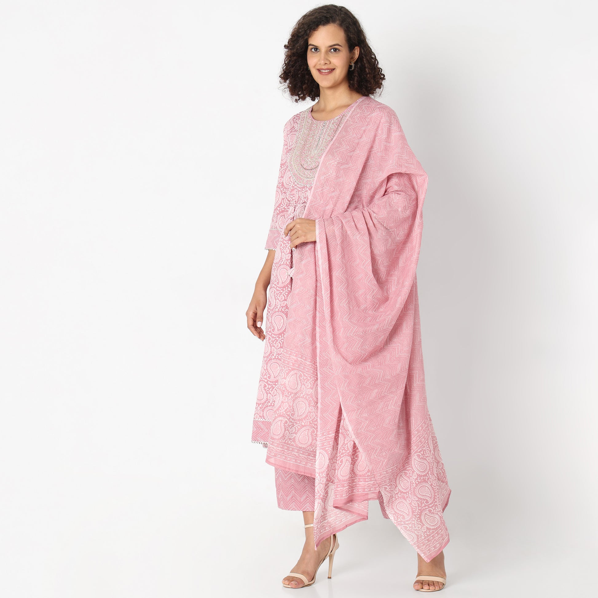 Flare Fit Embroidered Kurta Sets