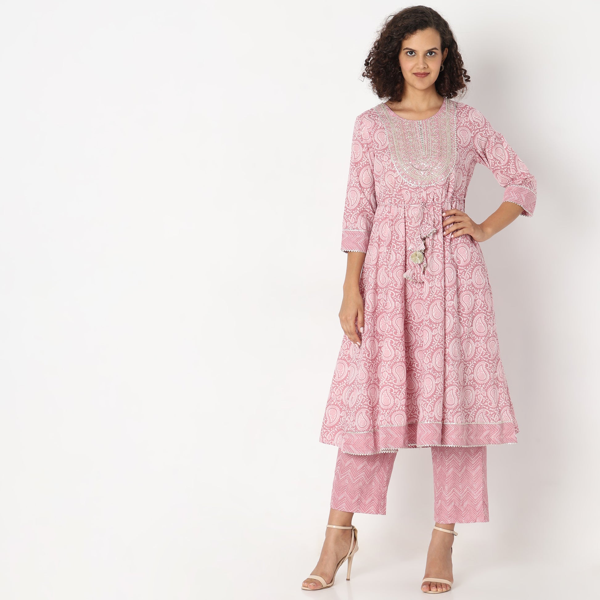 Flare Fit Embroidered Kurta Sets