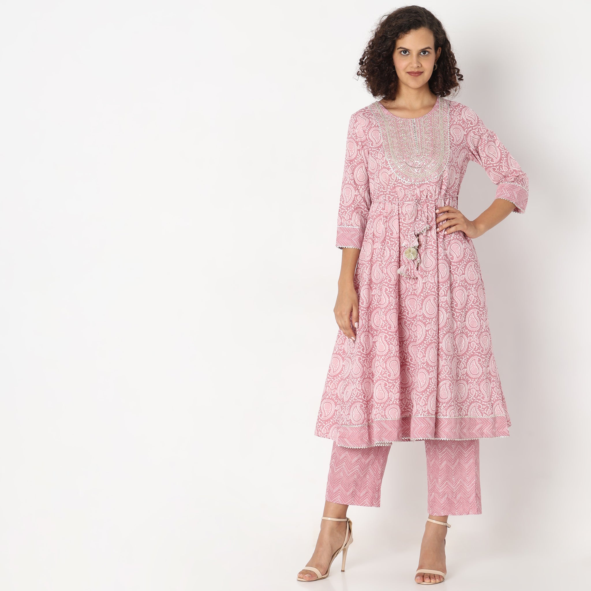 Flare Fit Embroidered Kurta Sets