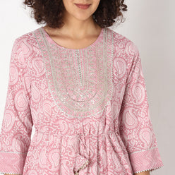 Flare Fit Embroidered Kurta Sets