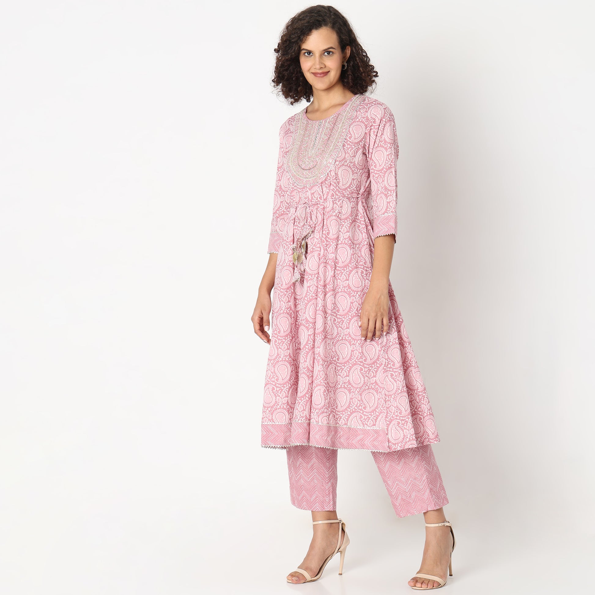 Flare Fit Embroidered Kurta Sets