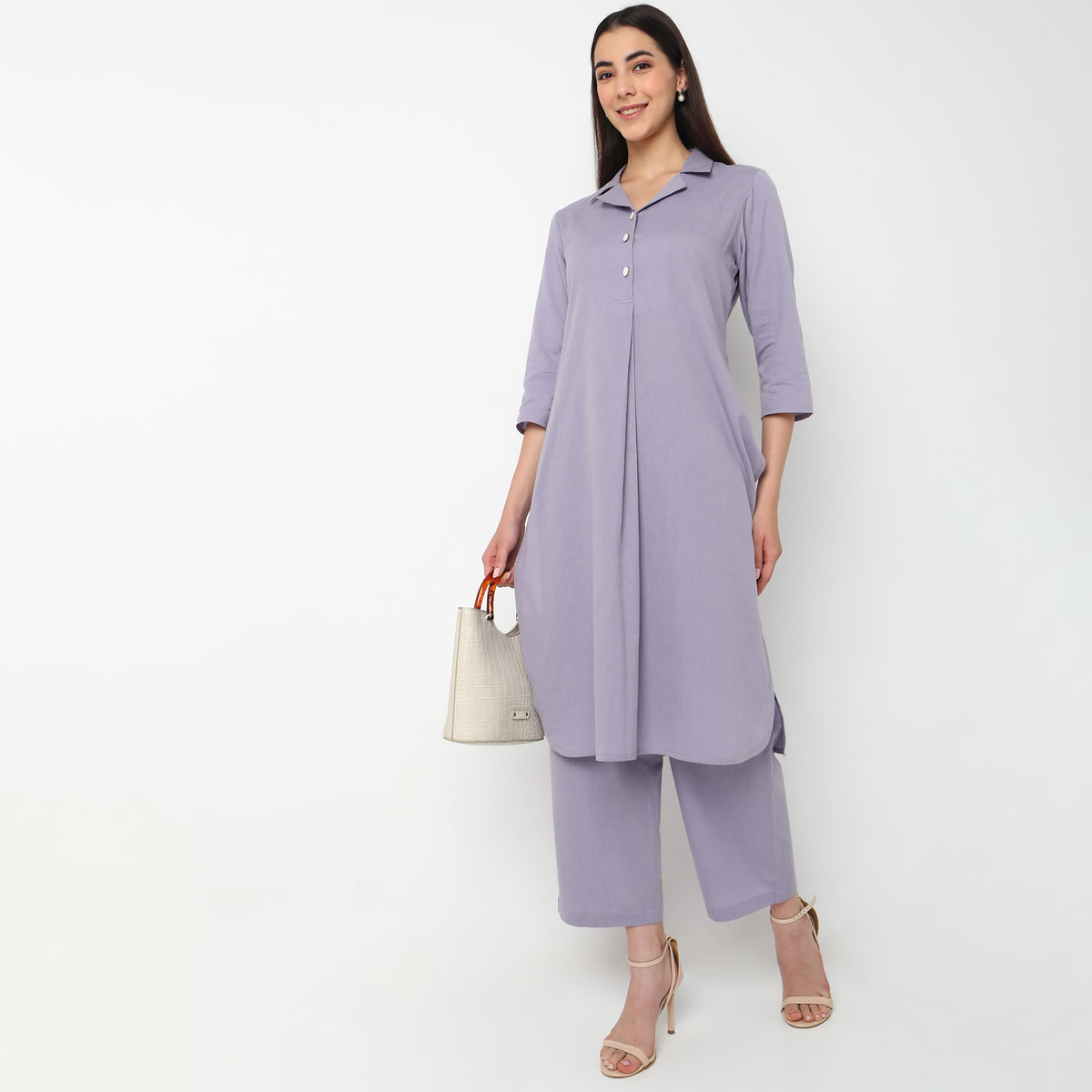 Flare Fit Solid Kurta Set