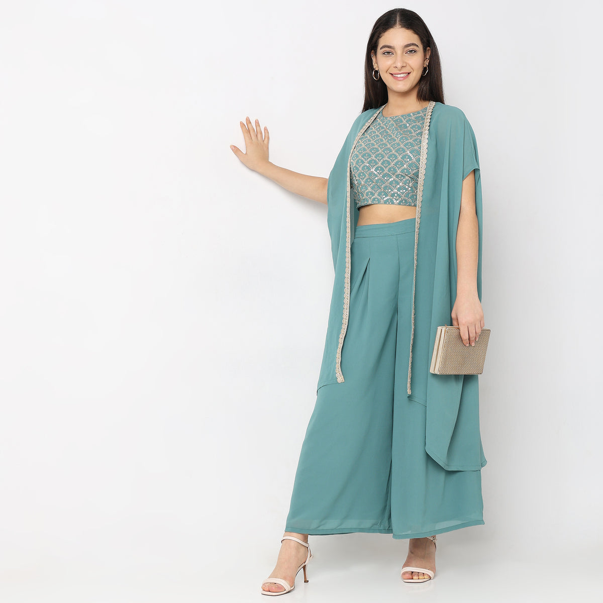 Flare Fit Embellished Ethnic Set