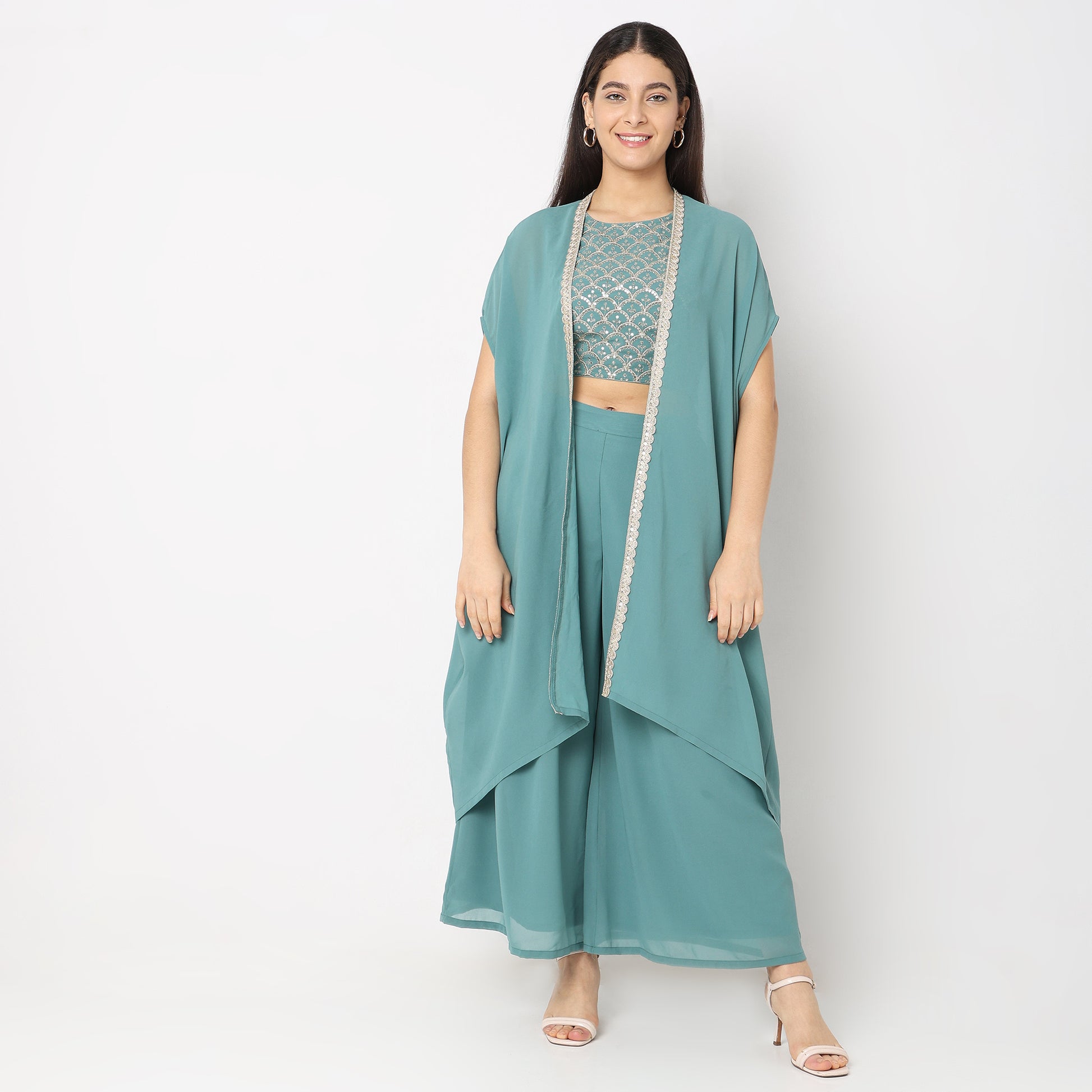 Flare Fit Embellished Ethnic Set