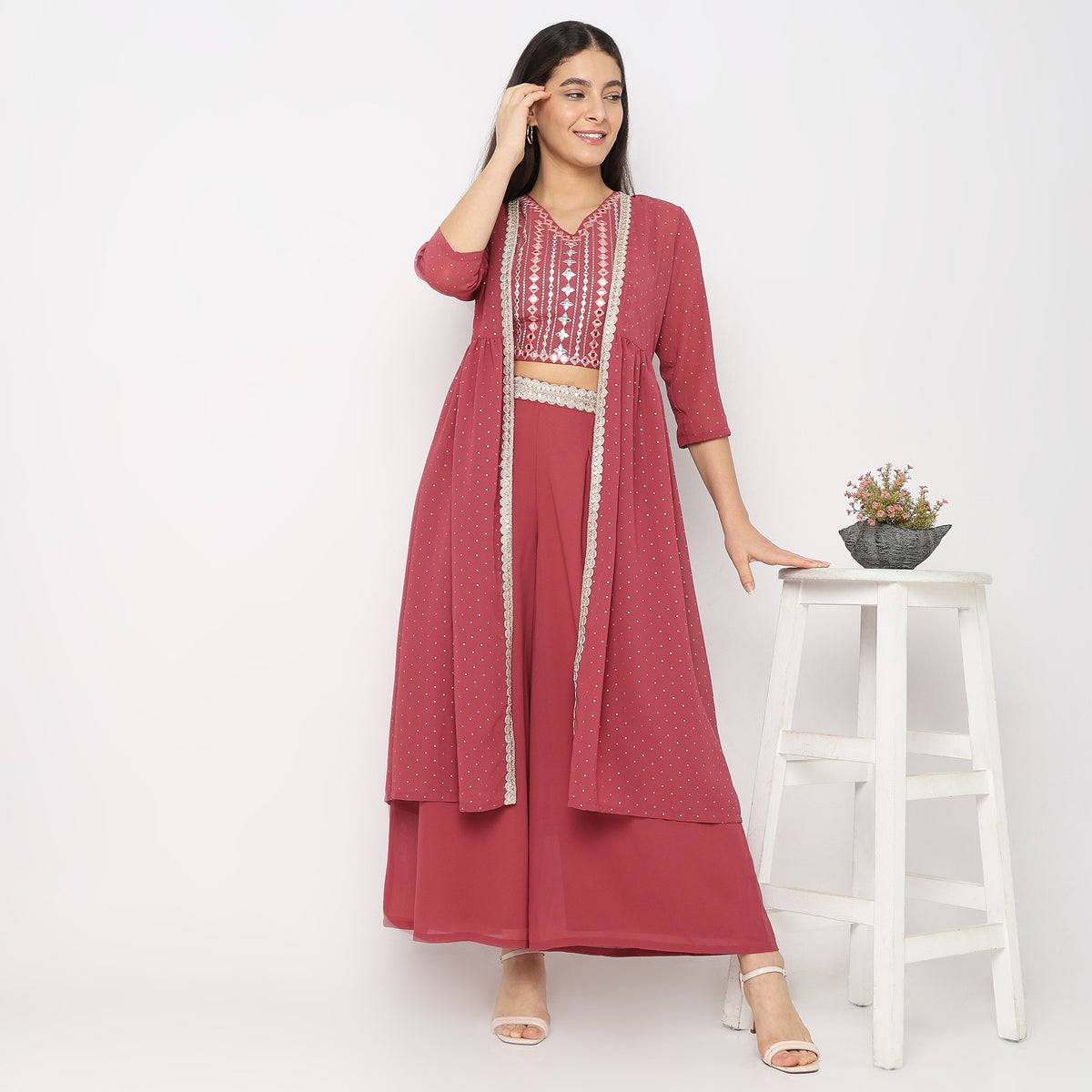 Flare Fit Embellished Ethnic Set