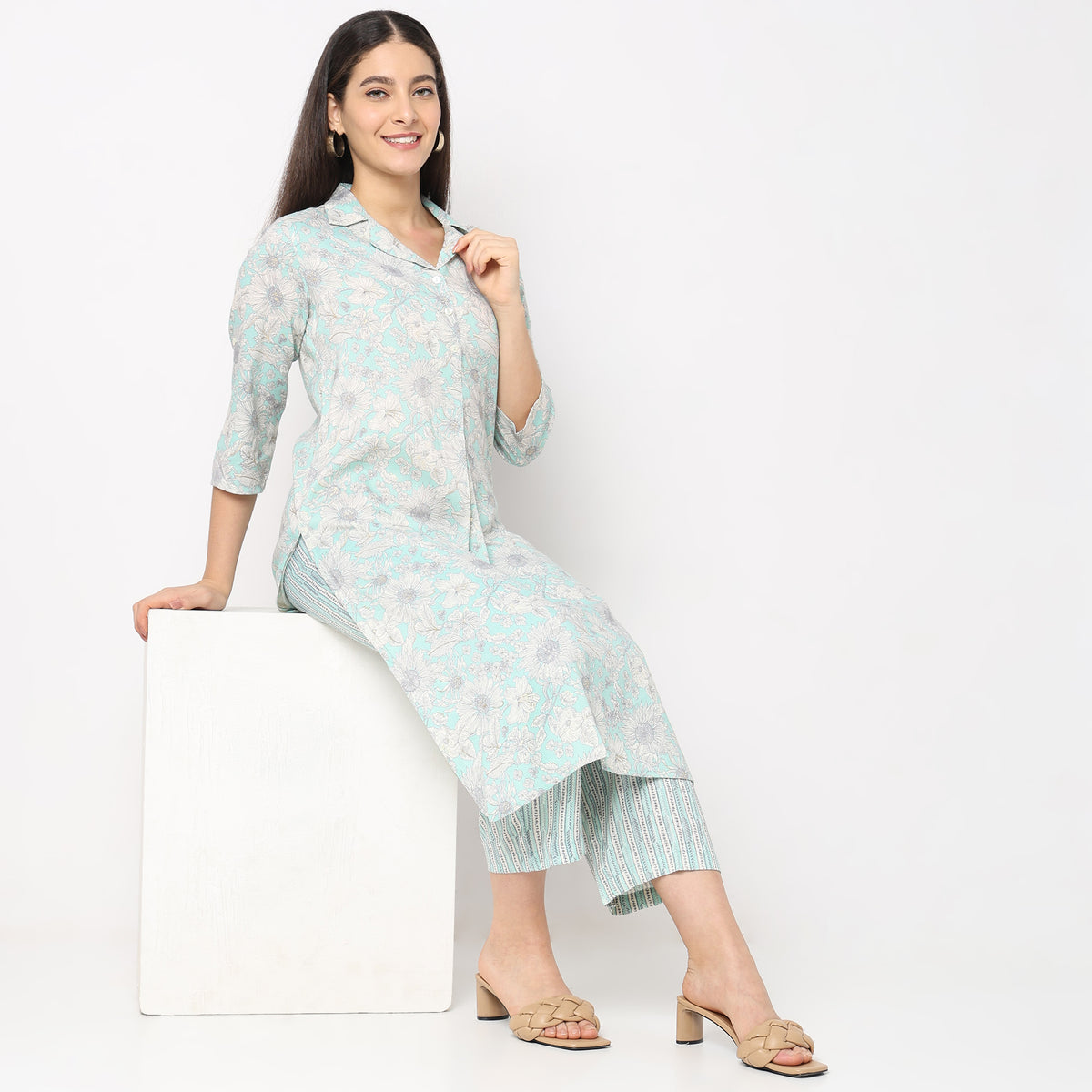 Flare Fit Printed Kurta Set