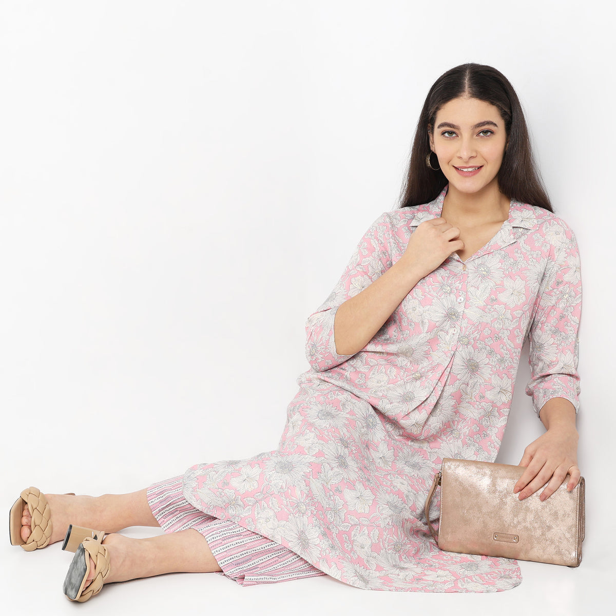 Flare Fit Printed Kurta Set