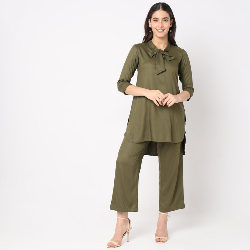 Flare Fit Solid Kurta Set