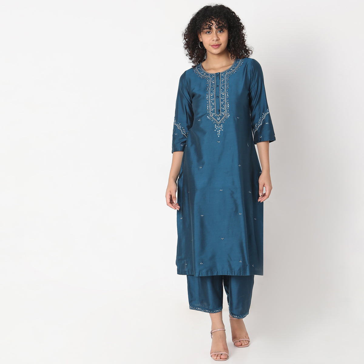 Straight Fit Embroidered Kurta Sets