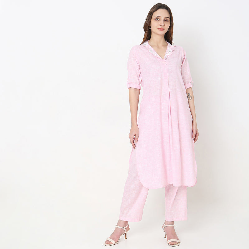 Regular Fit Embroidered Kurta Sets