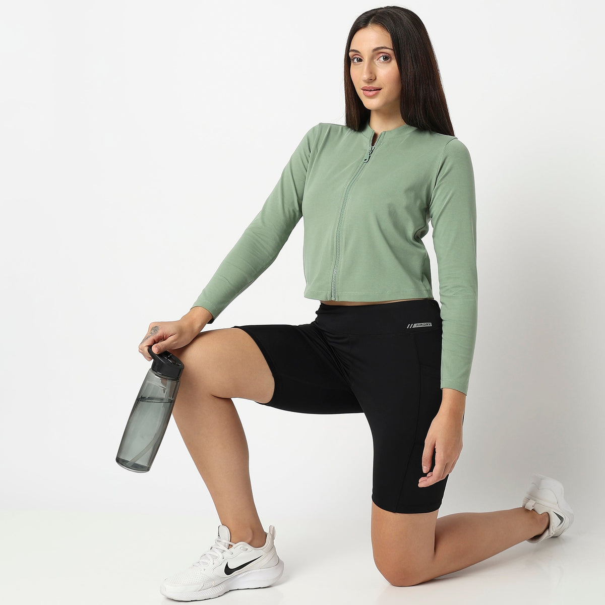 Women Wearing Regular Fit Solid T-Shirt