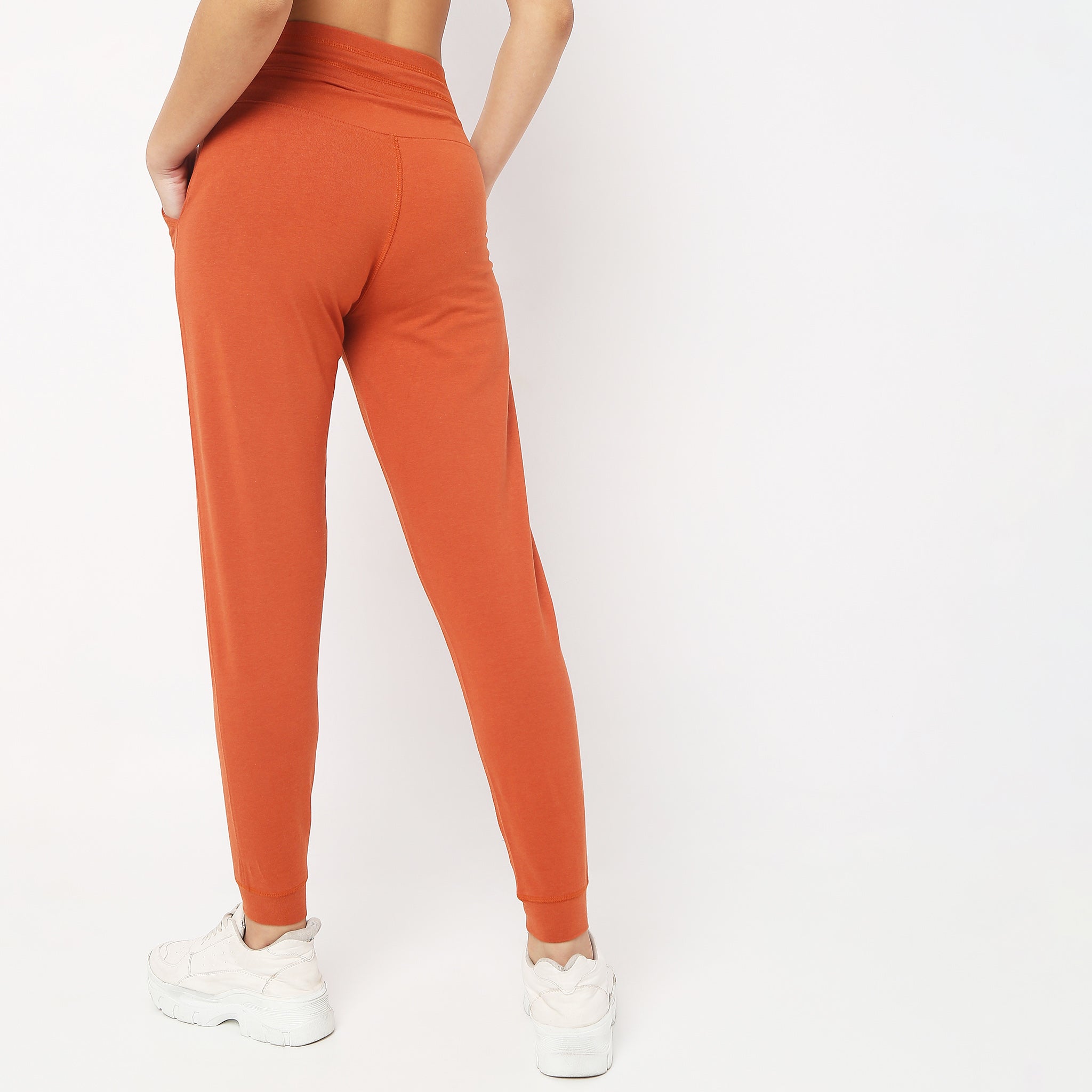 Skinny Fit Solid High Rise Joggers