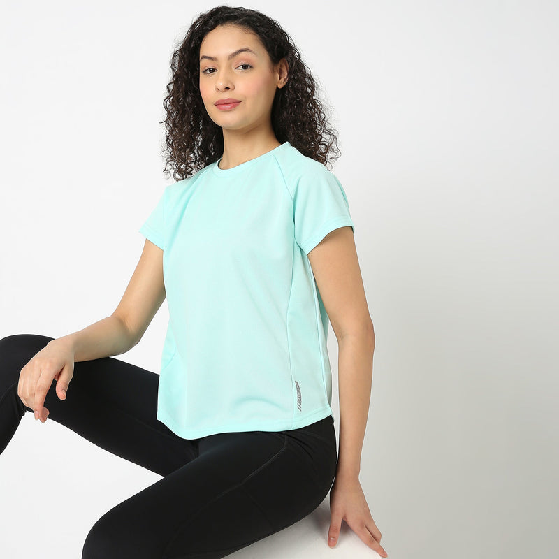 Women Wearing Regular Fit Solid T-Shirt