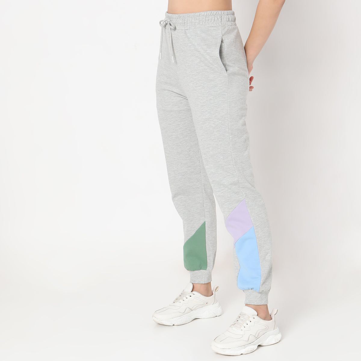 Regular Fit Solid High Rise Joggers