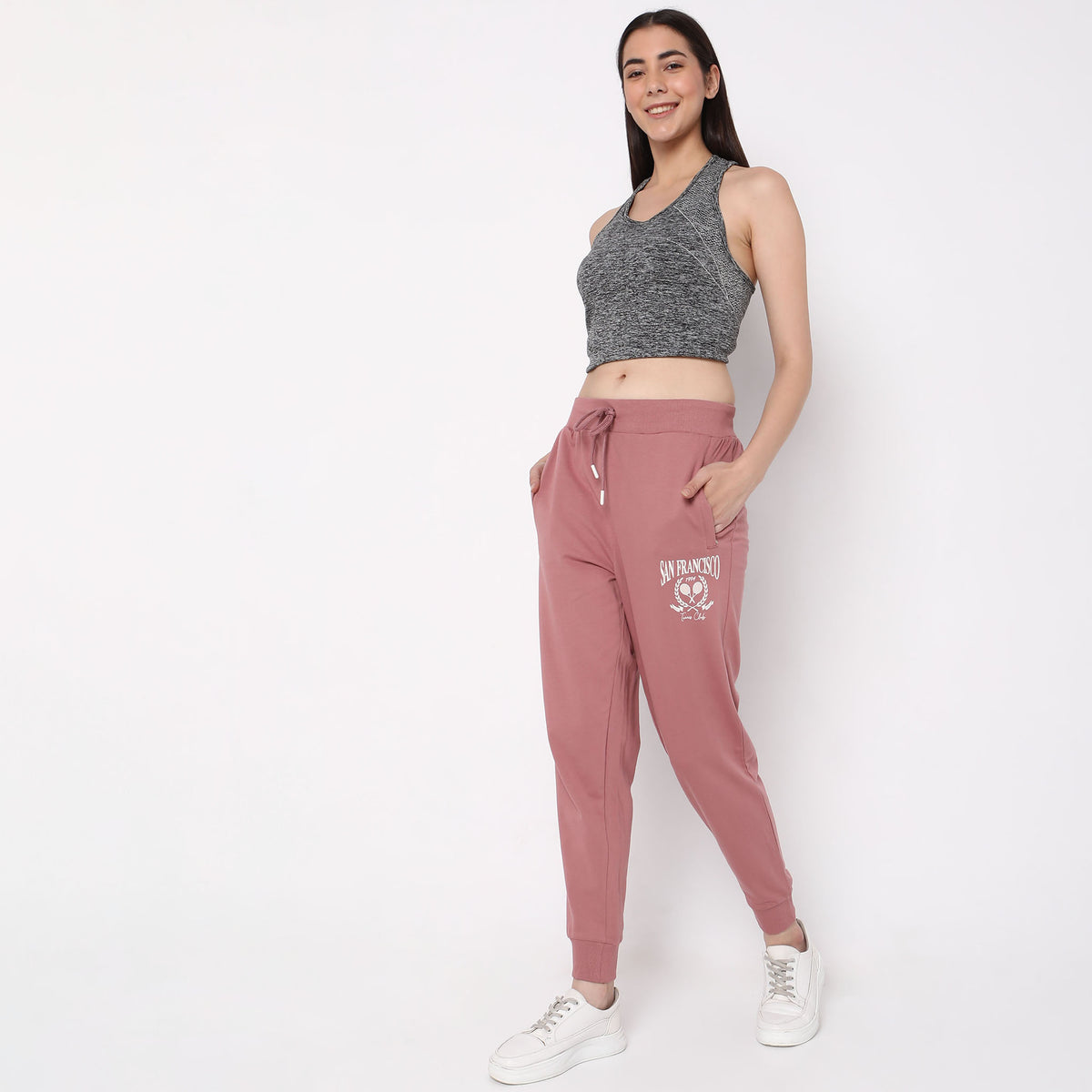 Buy Regular Fit Solid High Rise Joggers - Style Union
