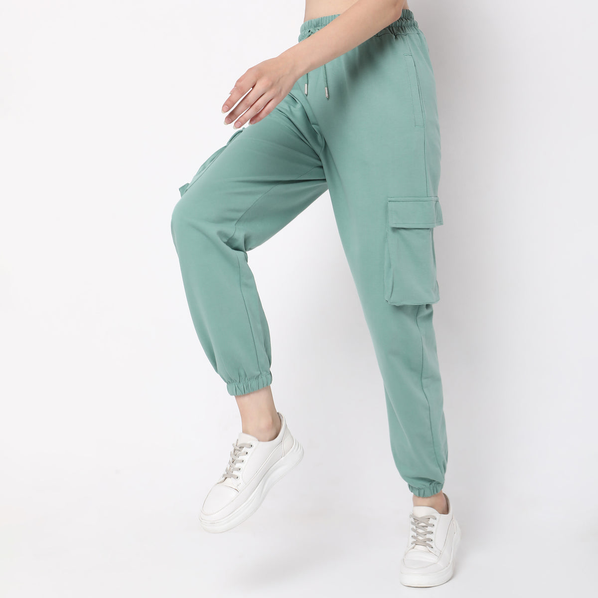 Regular Fit Solid High Rise Joggers