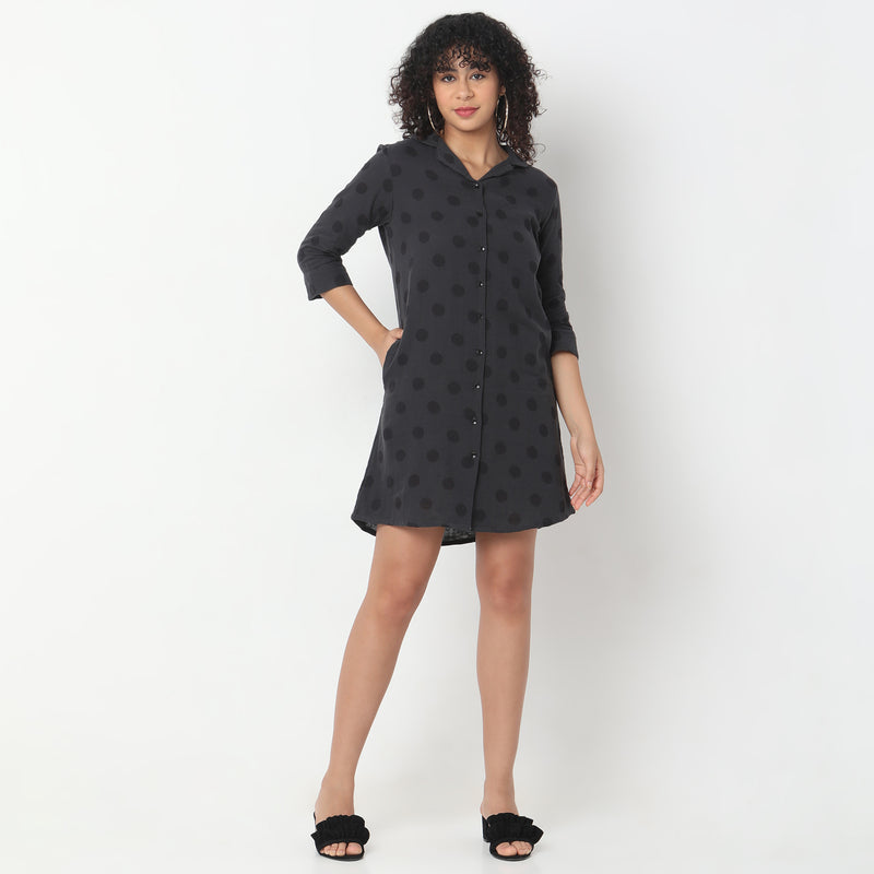 Regular Fit Polka Dots Short Gown