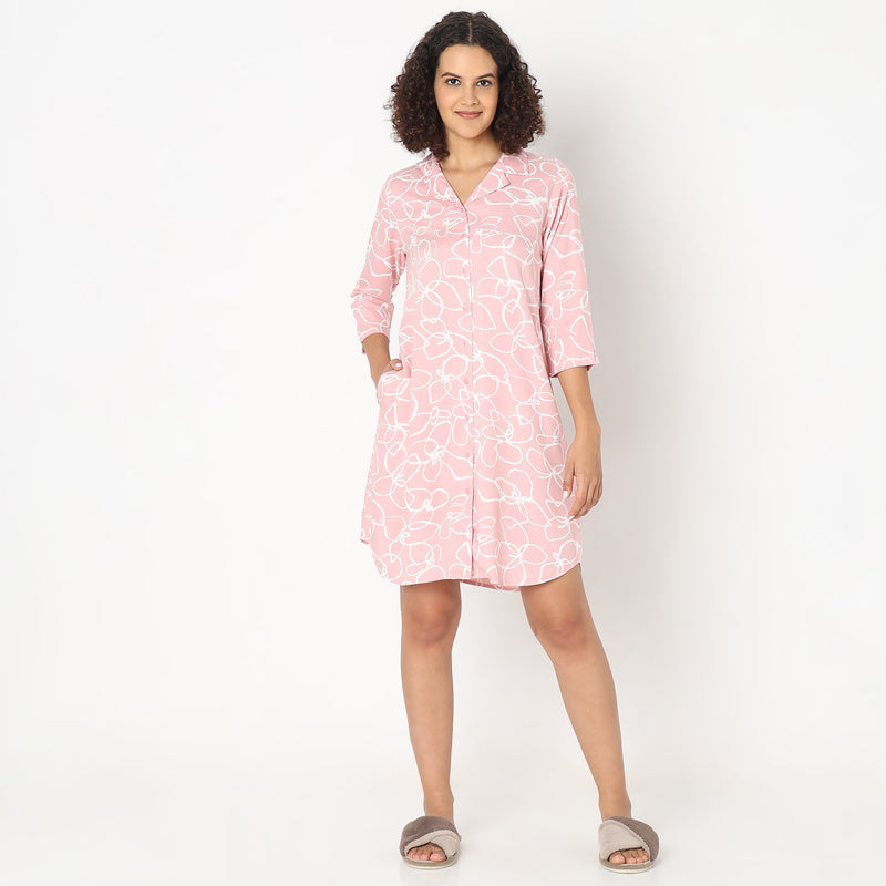 Regular Fit Floral Short Gown