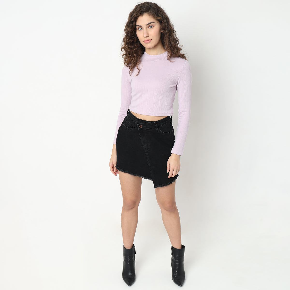 Regular Fit Solid Mid Rise Skirts