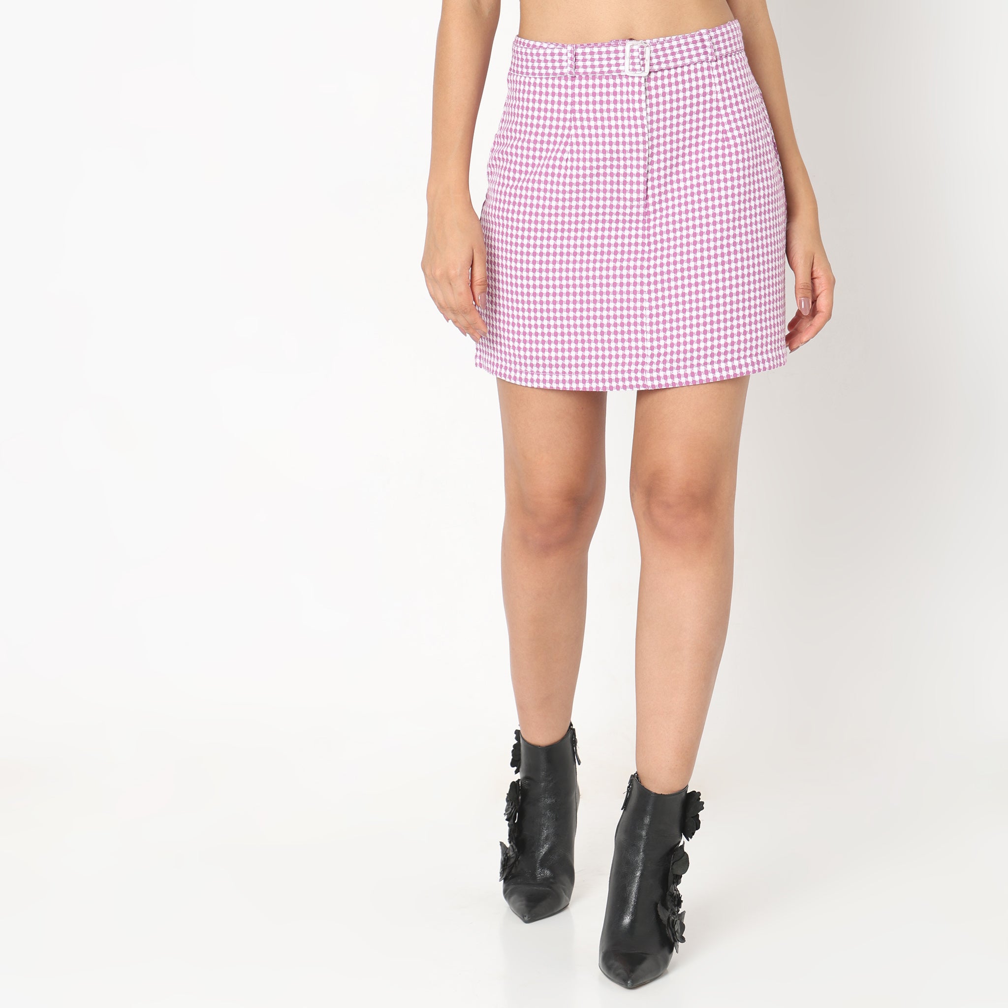 Slim Fit Checkered Skirts