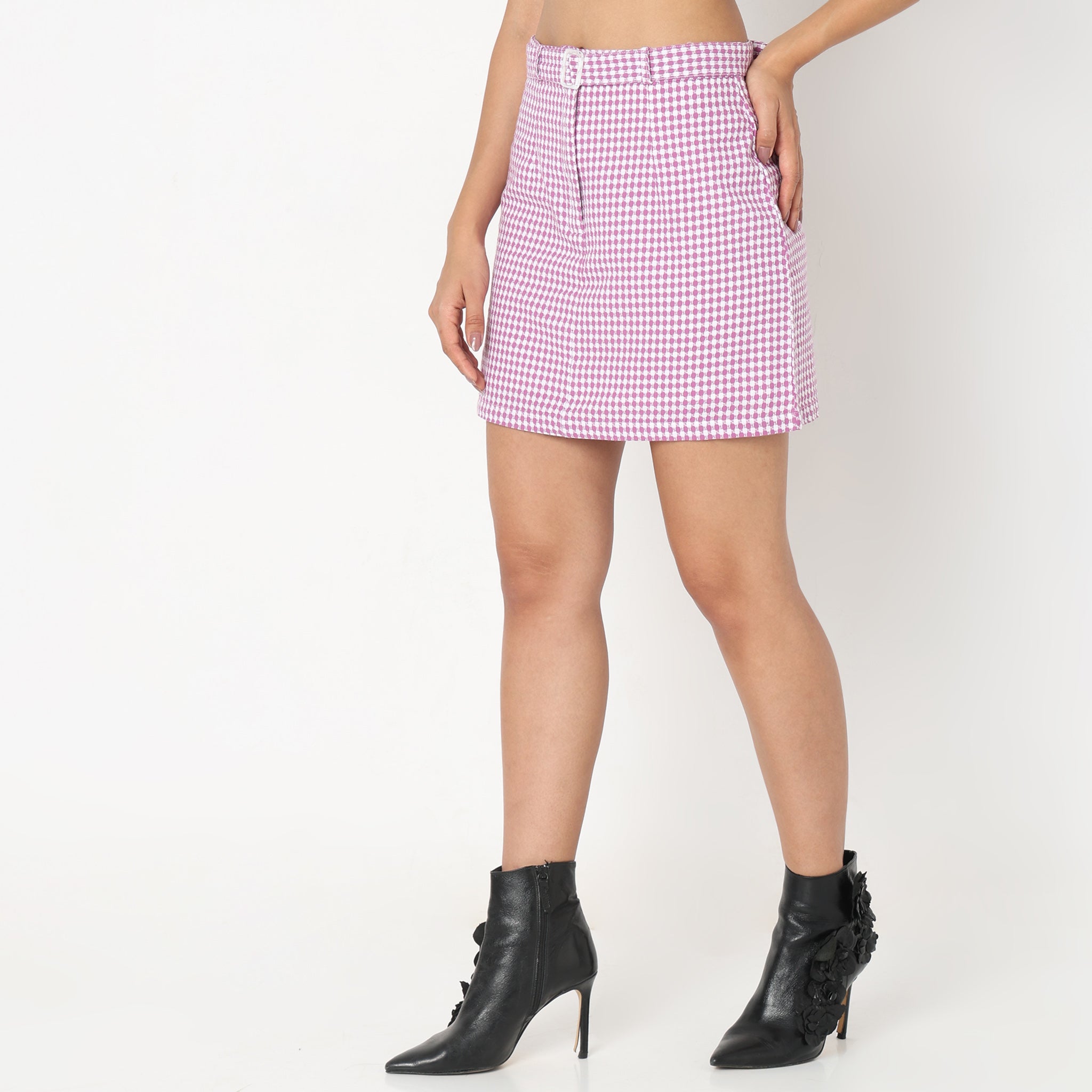 Slim Fit Checkered Skirts