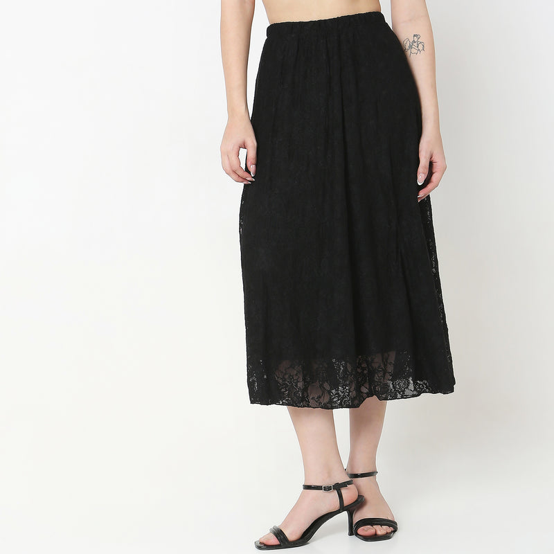 Regular Fit Solid High Rise Skirts