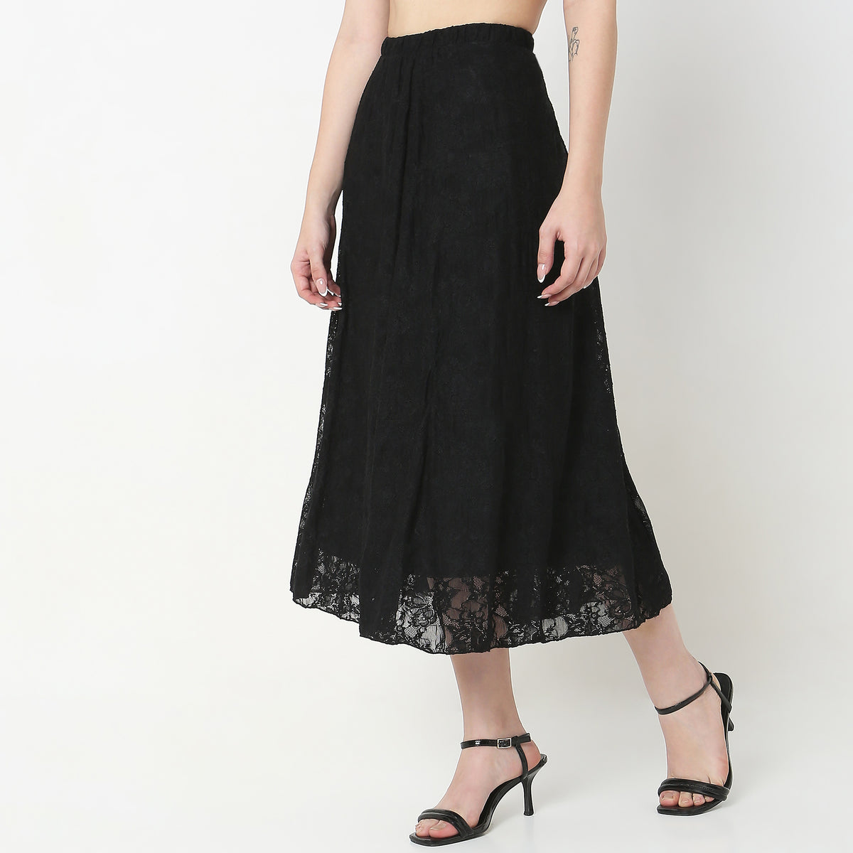 Regular Fit Solid High Rise Skirts