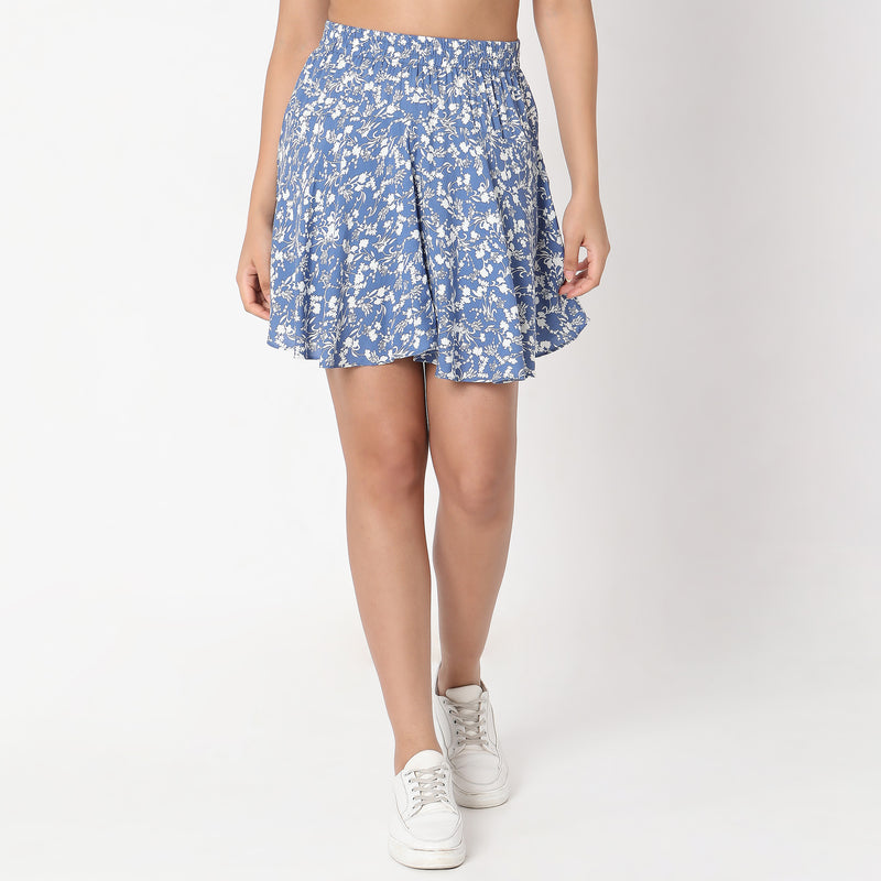 Flare Fit Floral Mid Rise Skirts