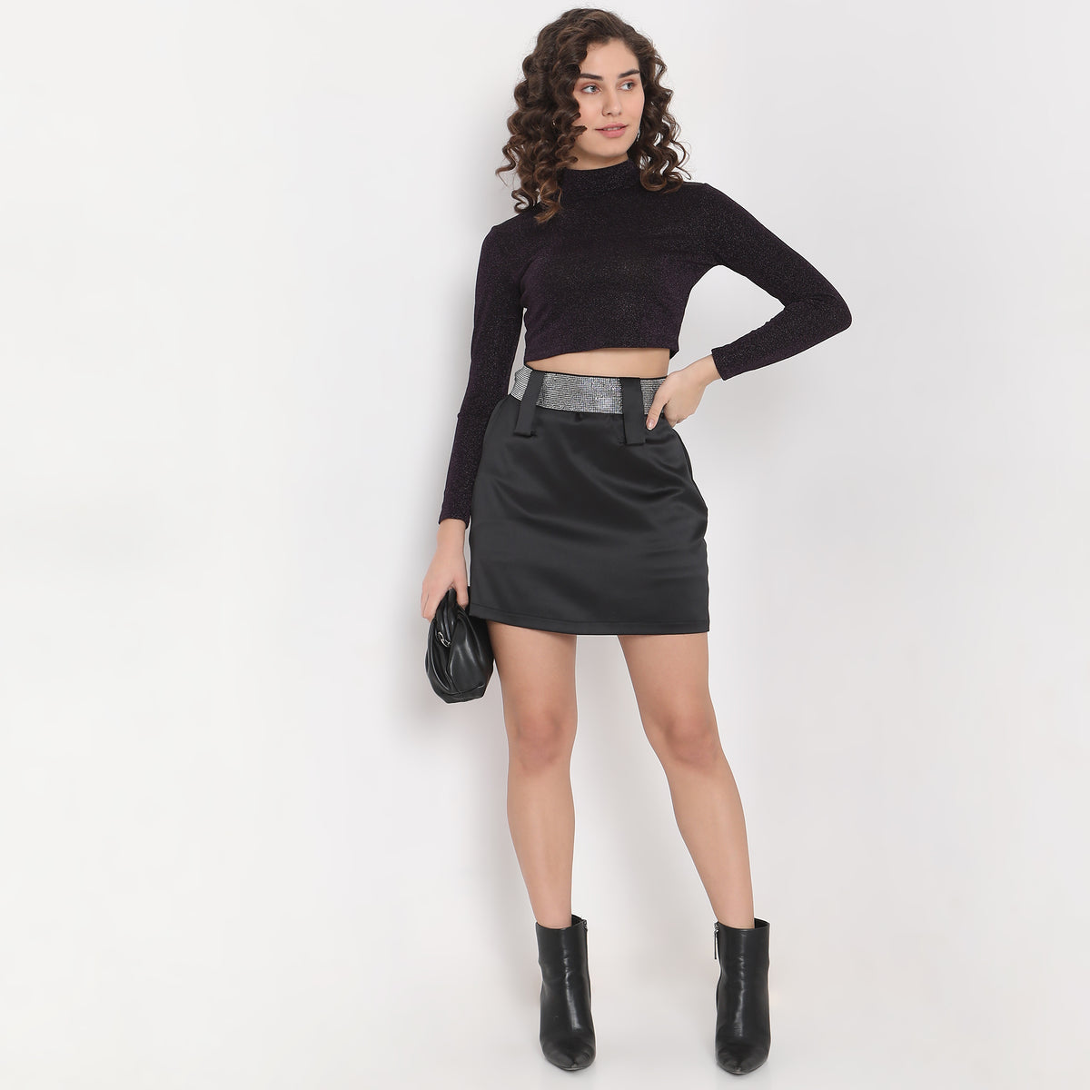 Regular Fit Embellished Mid Rise Skirts