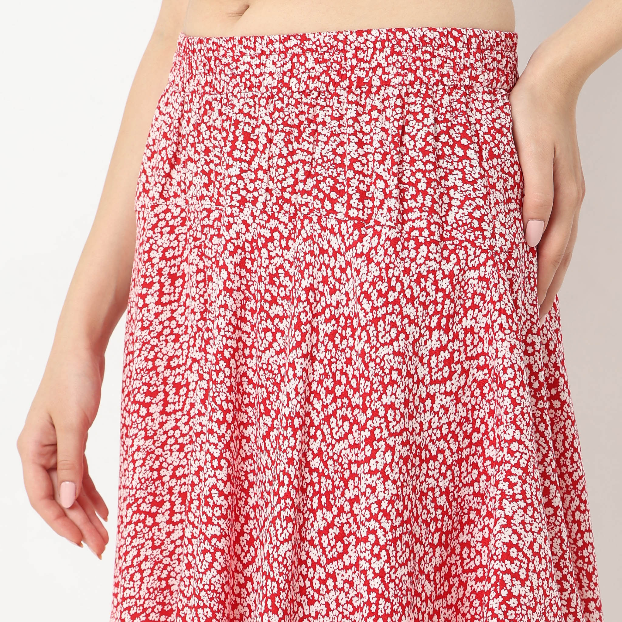 Flare Fit Floral Mid Rise Skirts