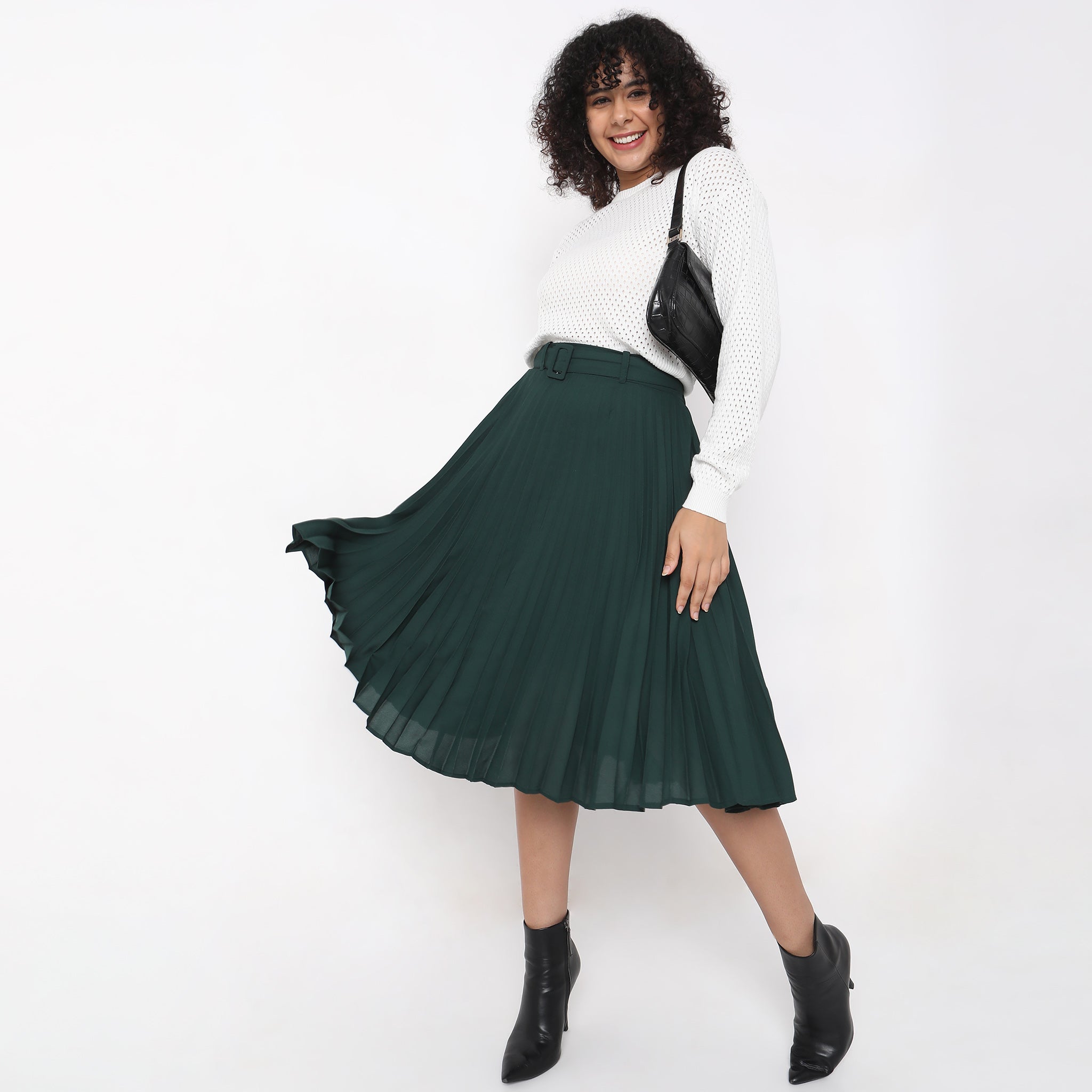 Regular Fit Solid Mid Rise Skirts