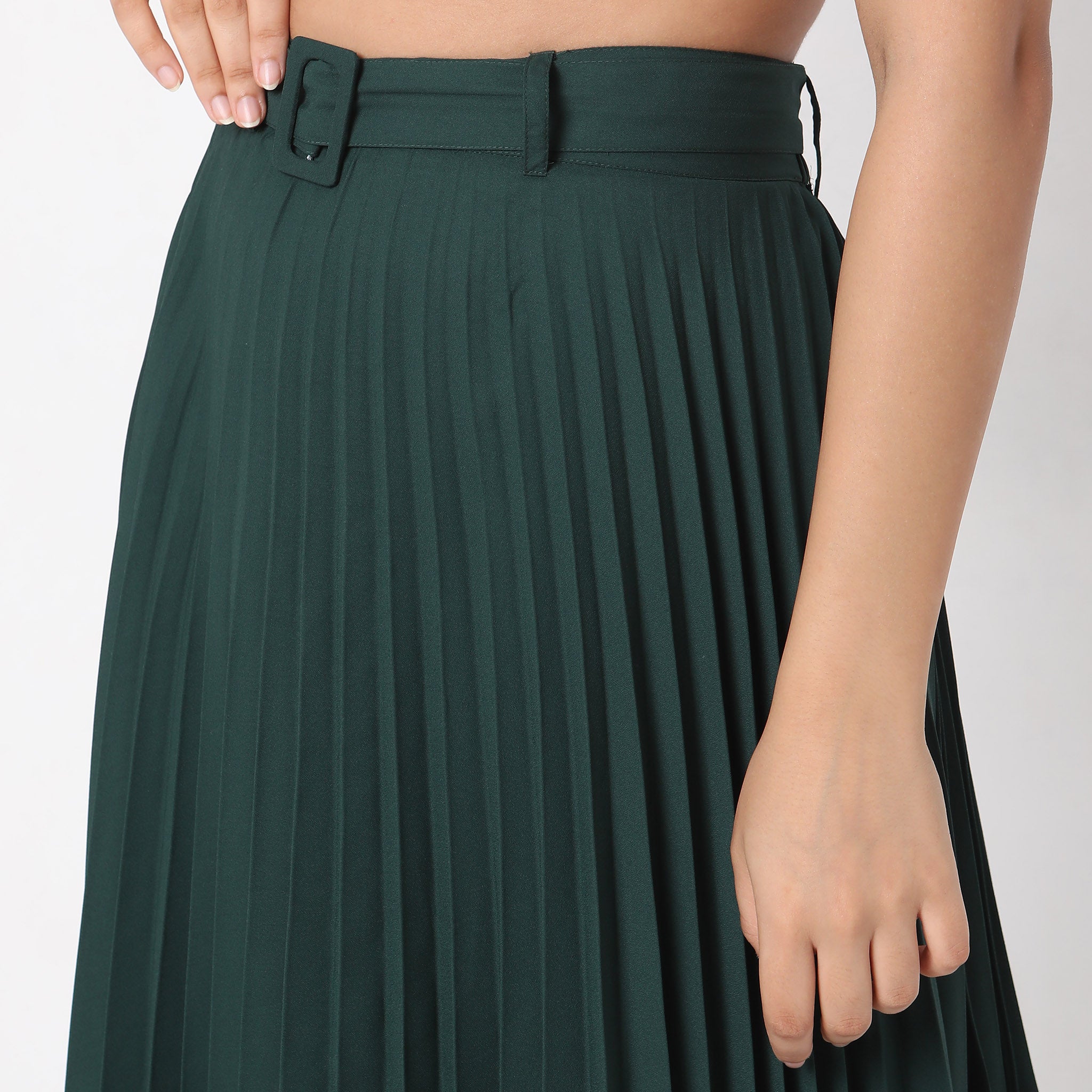 Regular Fit Solid Mid Rise Skirts