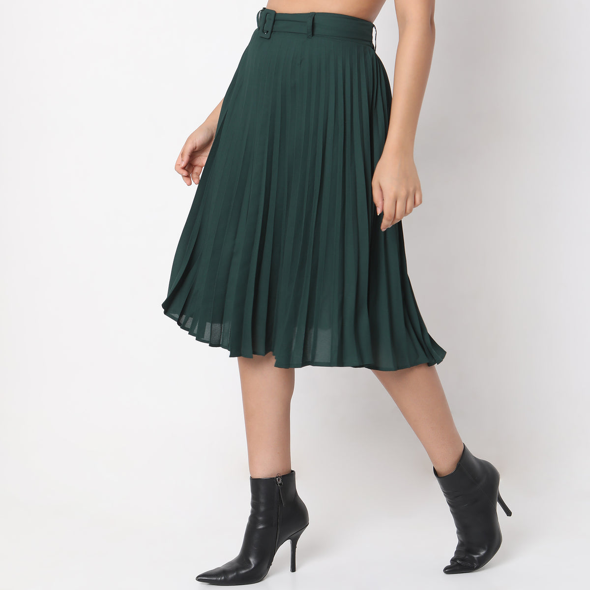 Regular Fit Solid Mid Rise Skirts