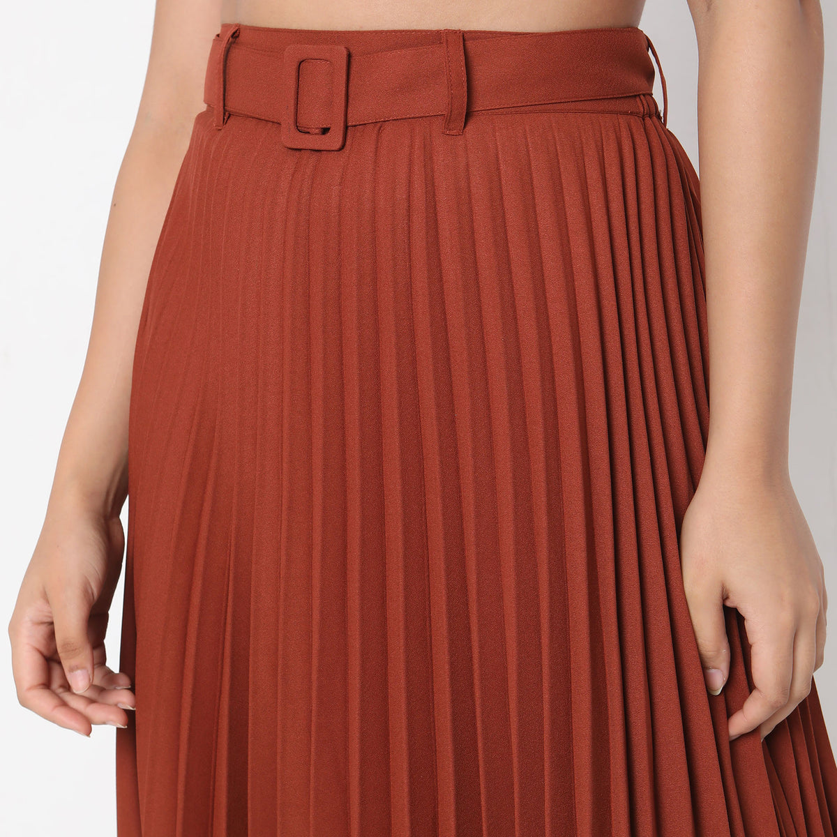 Regular Fit Solid Mid Rise Skirts