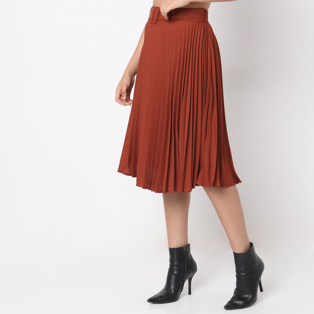 Regular Fit Solid Mid Rise Skirts