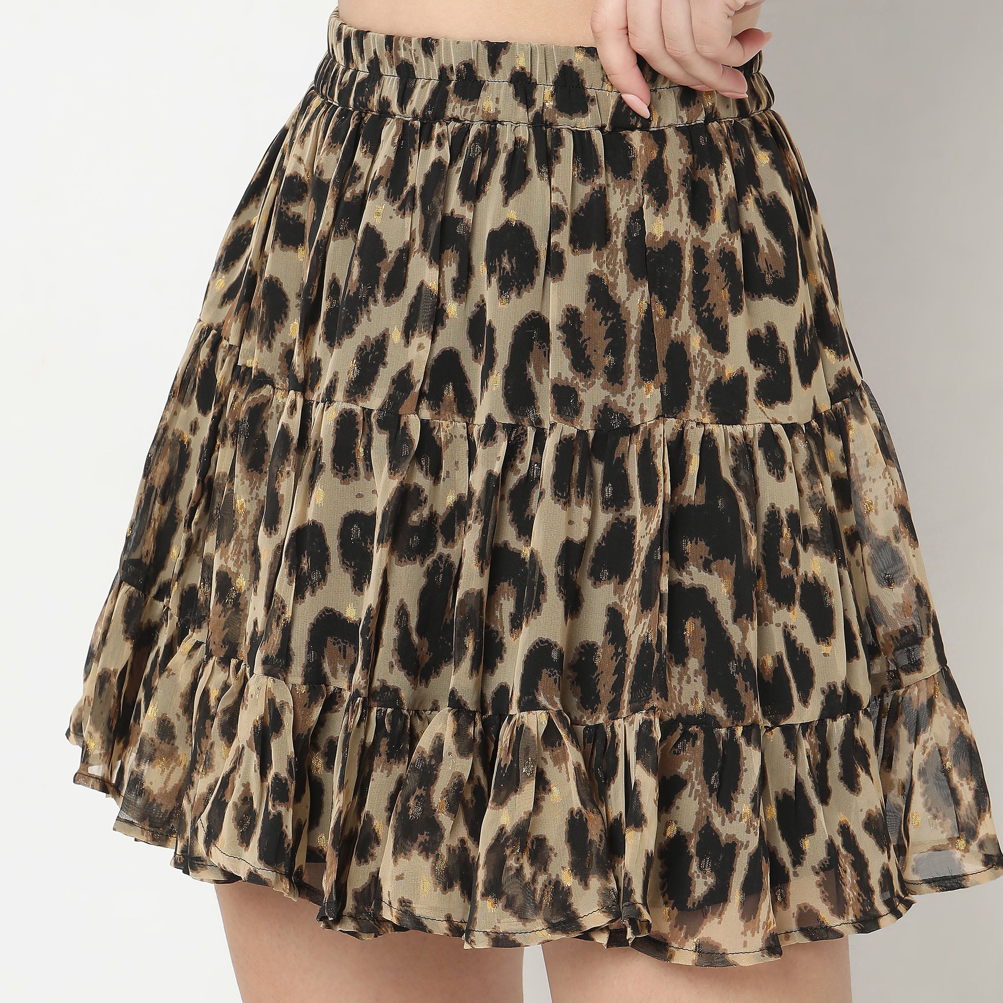 Fitted Animal Print Mid Rise Skirts
