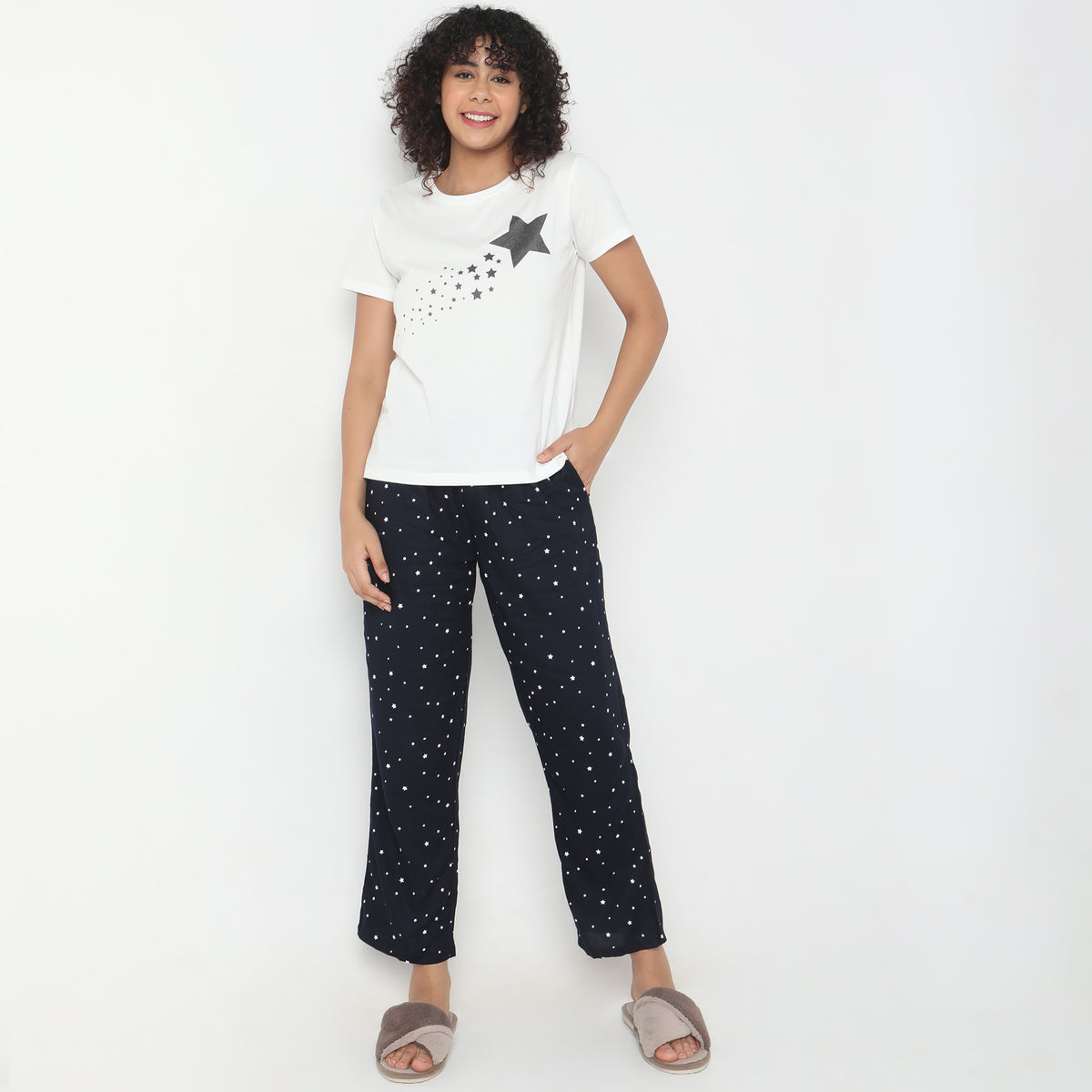 Regular Fit Printed Mid Rise Pyjamas