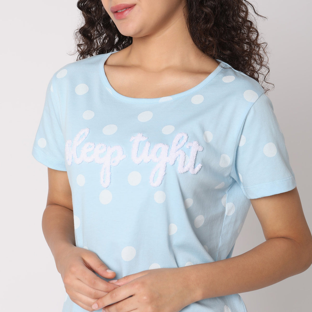 Women Wearing Regular Fit Printed Sleepwear Set