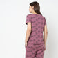 Knitted Printed T-Shirt With Pyjama Sleepwear Set