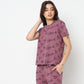 Knitted Printed T-Shirt With Pyjama Sleepwear Set