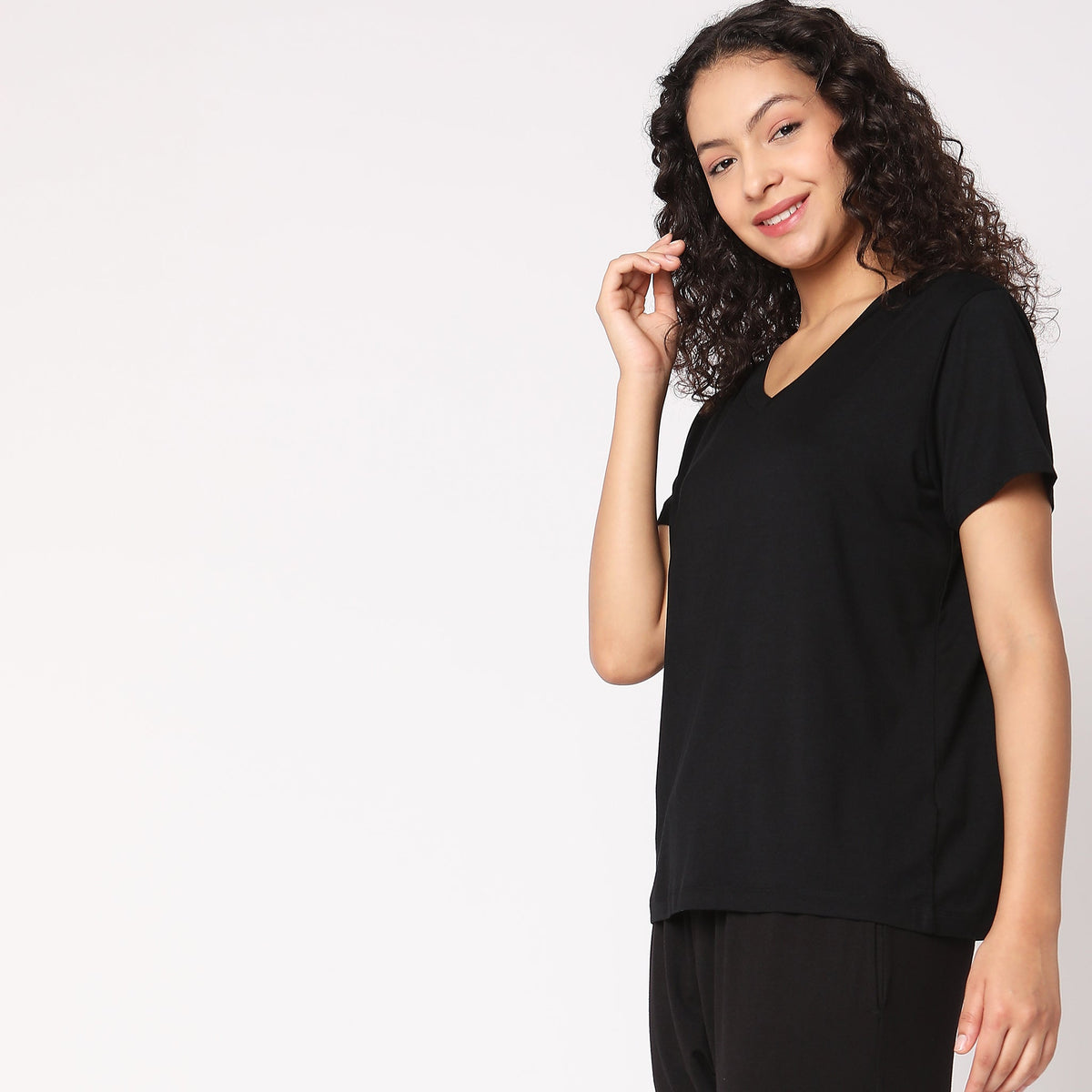 Women Wearing Regular Fit Solid Top