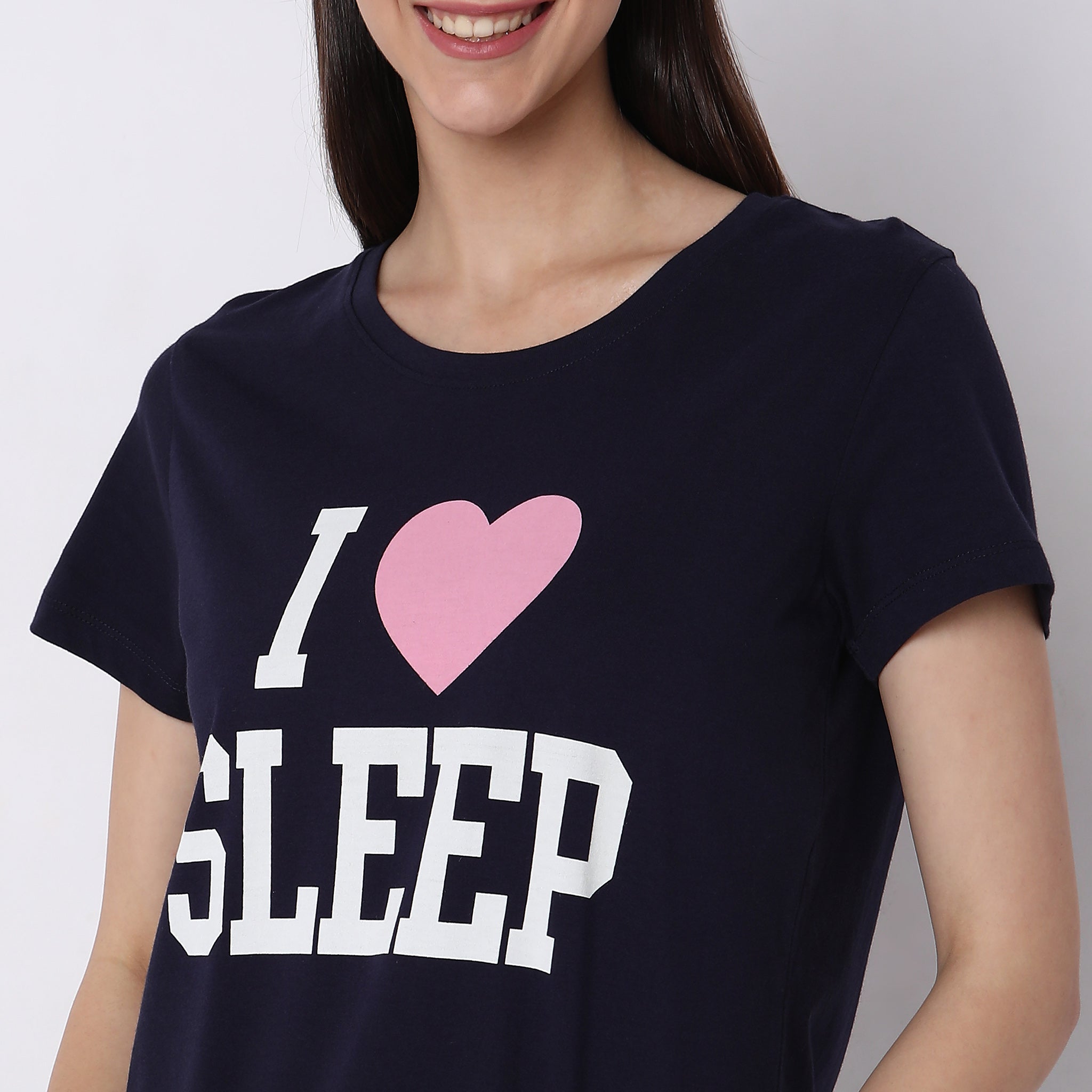 Women Wearing Regular Fit Graphic Sleepwear Top